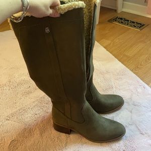🆕Tommy Hilfiger boots knee high flat  green suede